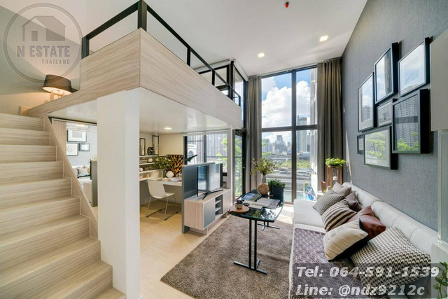 condo Loft 2ชั้นให้เช่า Chewathai Residence Asoke ชีวาทัย เรสซิเดนซ์ อโศก 18000บาท เฟอร์ไฟฟ้าจัดเต็ม